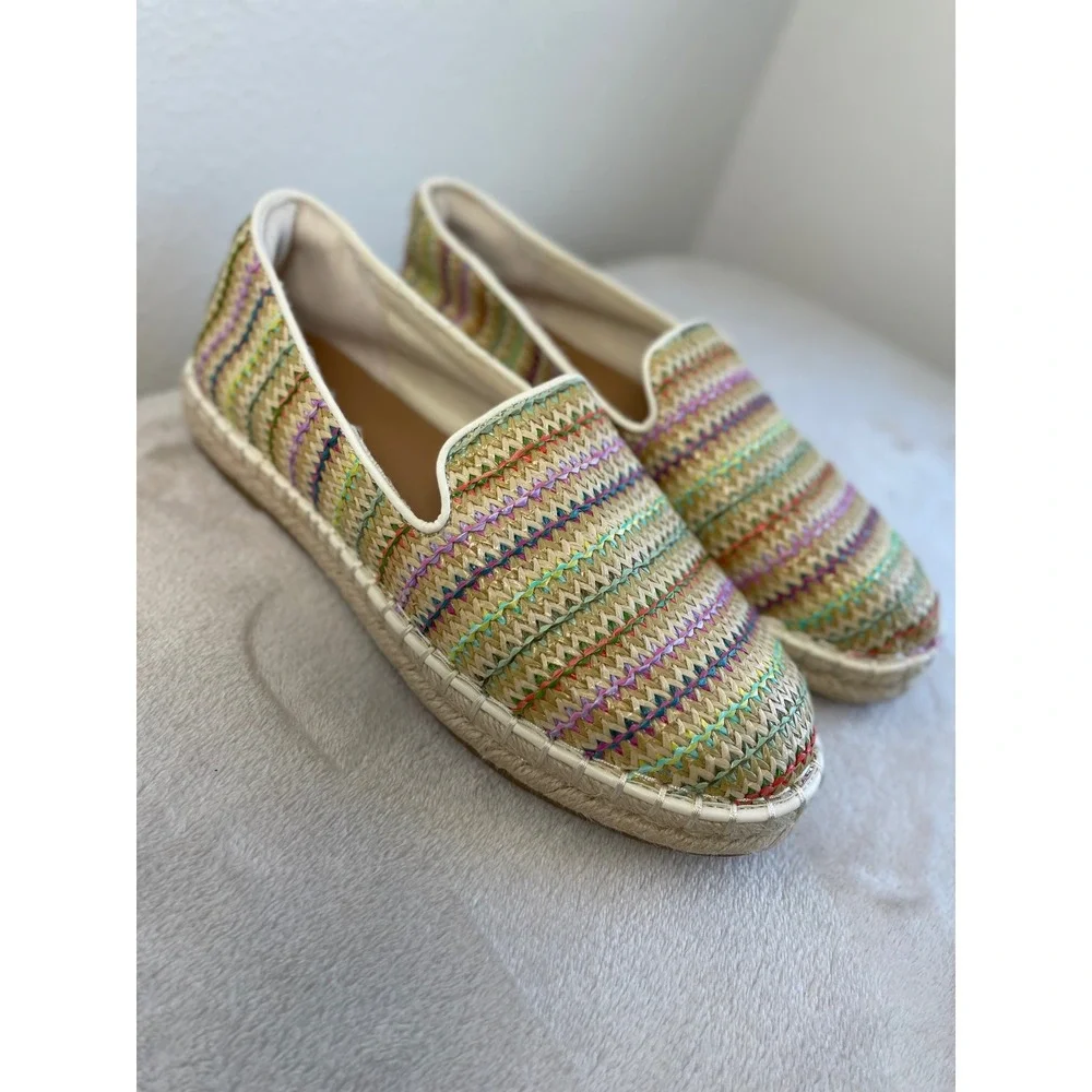 Universal Thread Womens Multi Color Woven Espadrille Slip On Flats Size 8